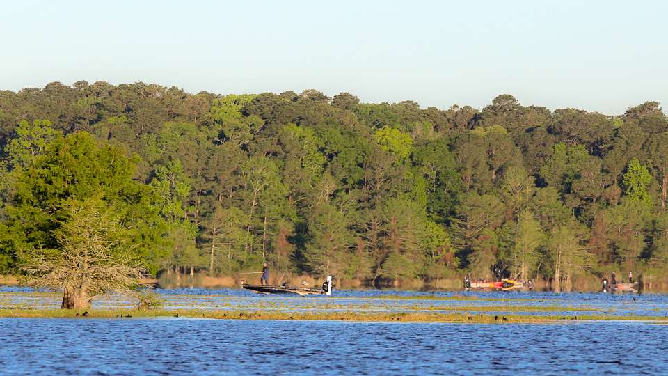 The area the Lee boys are fishing is a community hole where a number of other Elite Series pros are fishing. 