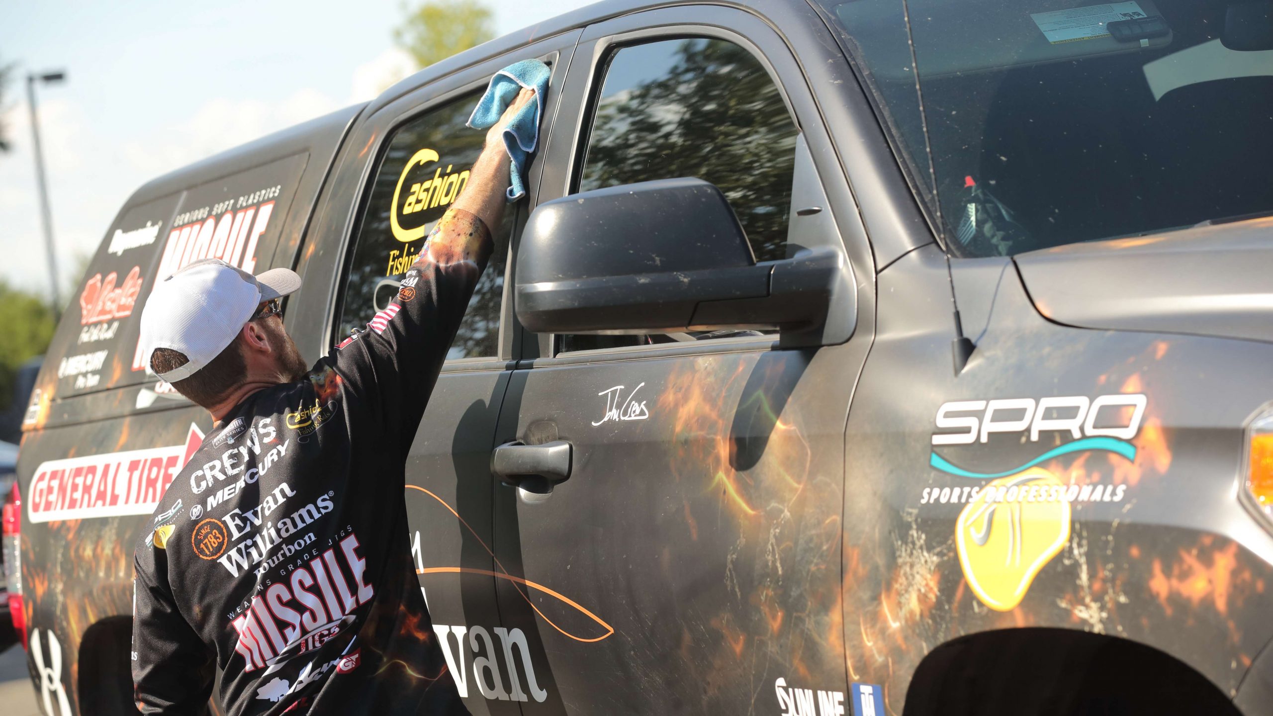 John Crews puts 35,000 miles on his Toyota  in a year between tournaments, promotions and tackle shows. 