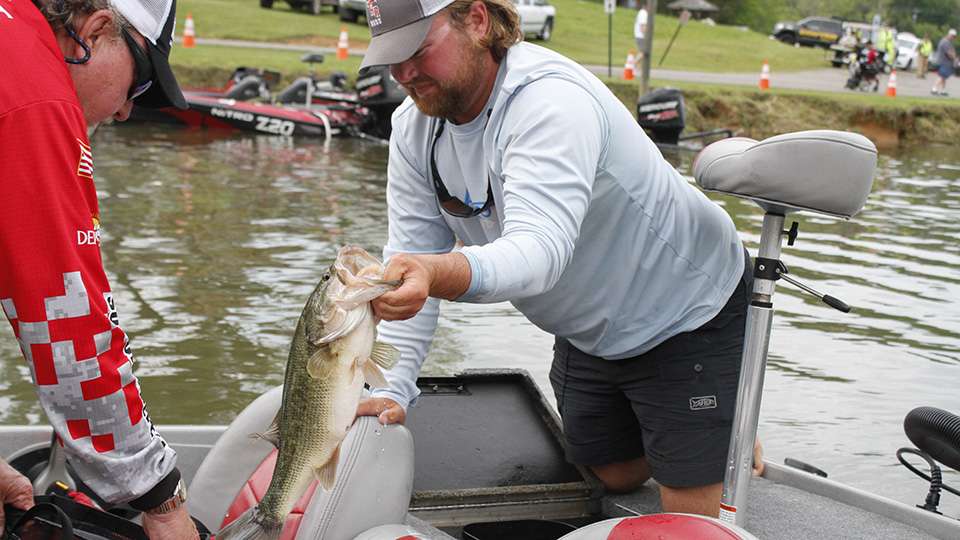 Grant Galloway bags up his catch.