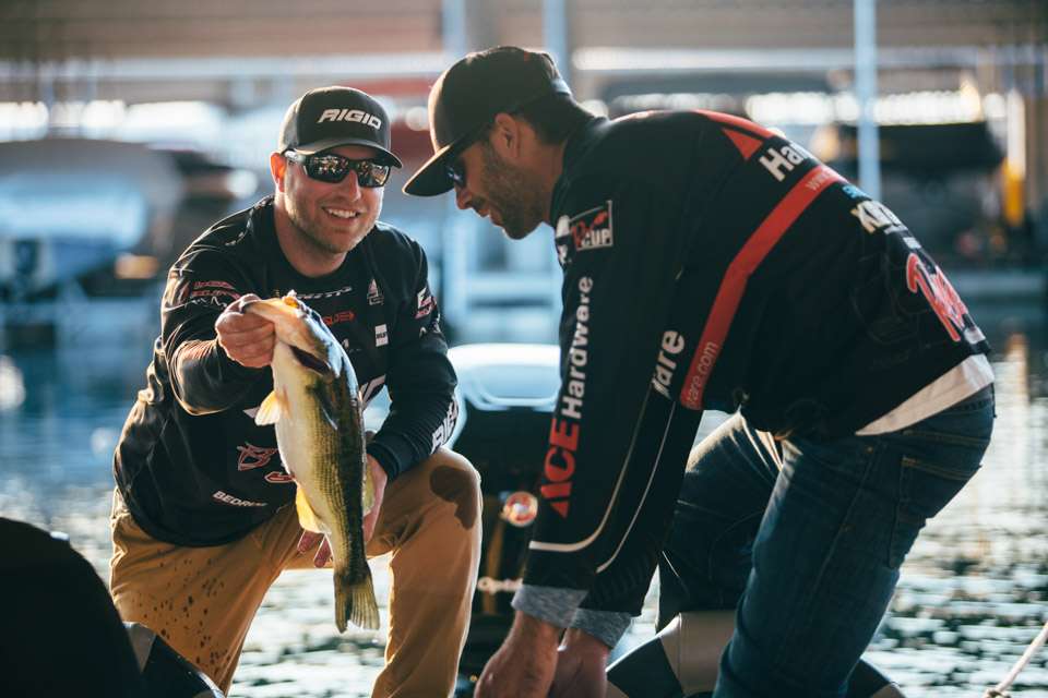 Mitch Kistner bags his Day 2 fish with more enthusiasm than day 1, moving from 140th place to 74th. 