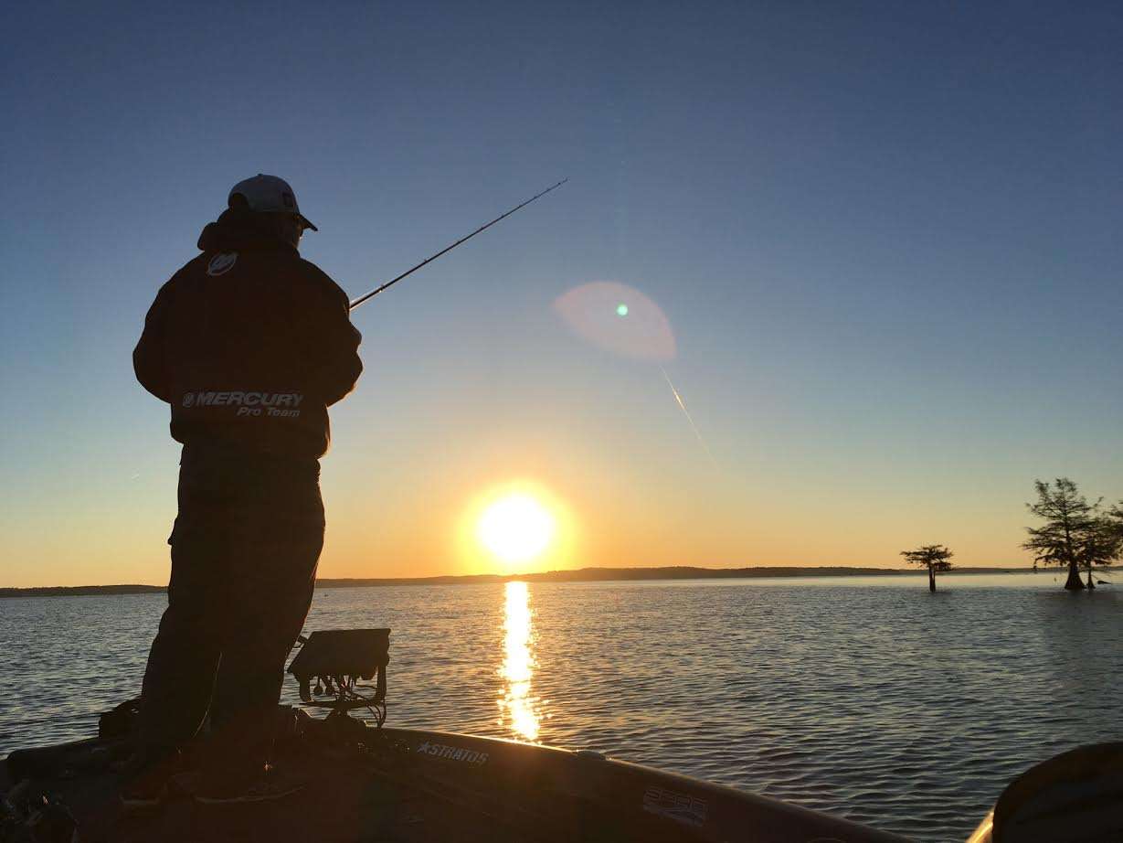 Early morning on Toledo Bend with Mike McClelland. 