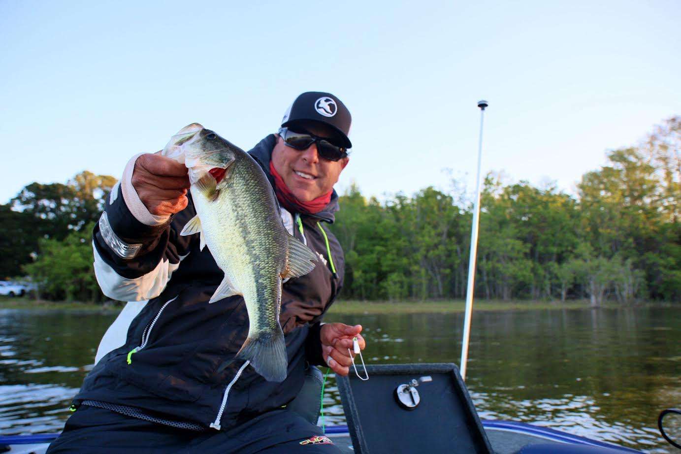 Dean Rojas is on the board. Fishing topwater in dead calm water just as the sun is coming out. 