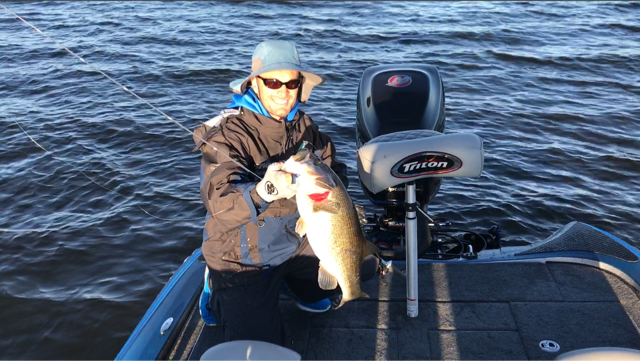 Randy Howell adds a 6-pounder to the boat. 