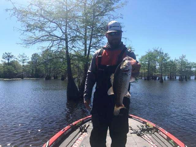 Brock Mosley with first fish of  the day. 