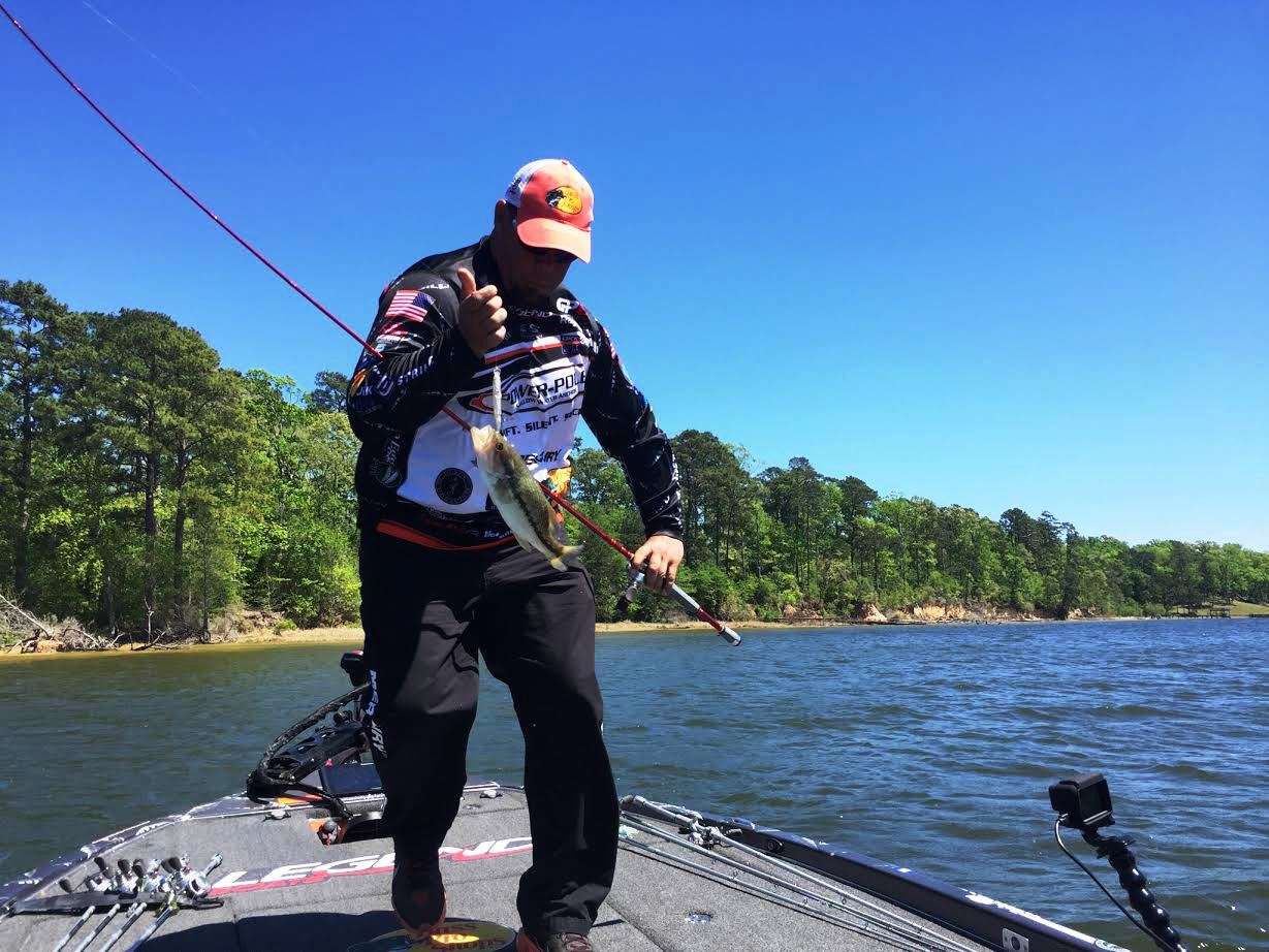 Twelve and a half inch spotted bass are not what Chris Lane is after but at this point anything to fill a limit and gain points. 