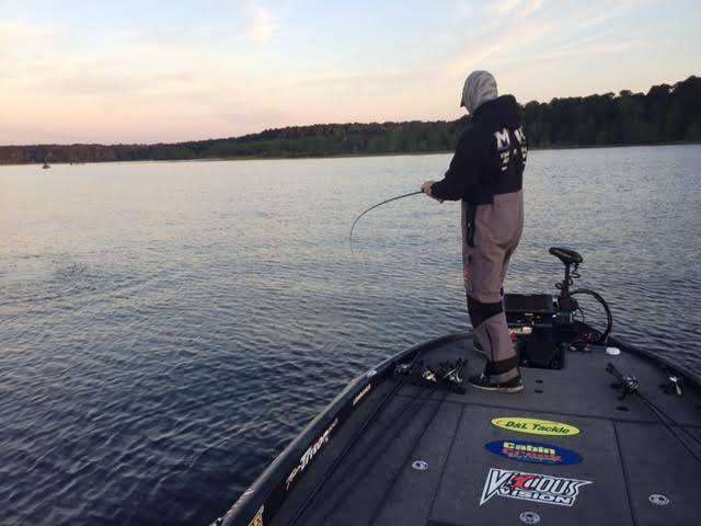 Bradley Roy hooked up on first fish of the morning!