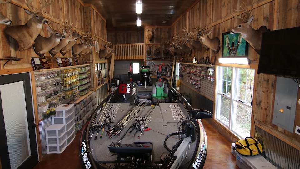 The cave is a work in progress. Swindle says there are lots of projects remaining on the to-do list. Not long after completion Gerald and wife LeAnn hit the road for the Bassmaster Elite Series season. Today he is taking advantage of the downtime between tournaments to work on the projects.  