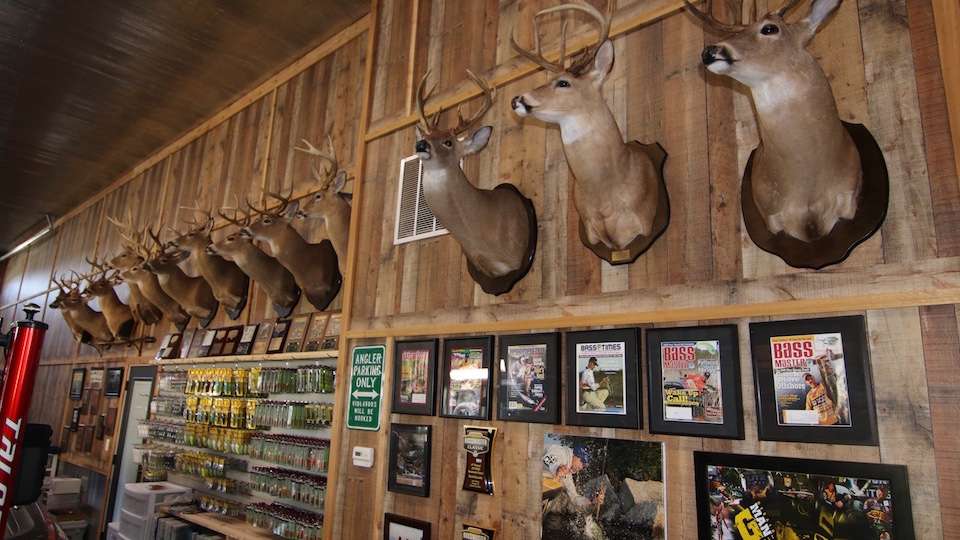 Behold the trophy wall. âWe didnât have enough room in the house for all the mounts so they ended up here so we can see them all lined up.â Swindle added more mounts are coming from the taxidermist. Some belong to him, others to LeAnn.  