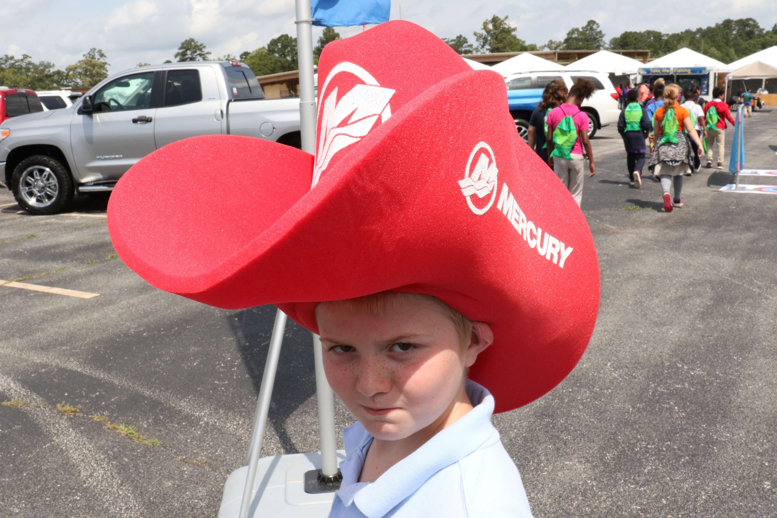 This student strikes a pose with a special cowboy hat. 