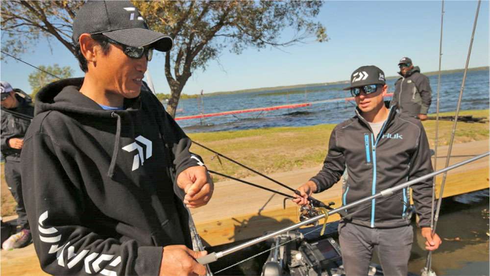 Pros also shared input on each otherâs rods. That's Takahiro Omori on the left and Brent Ehrler on the right. 
