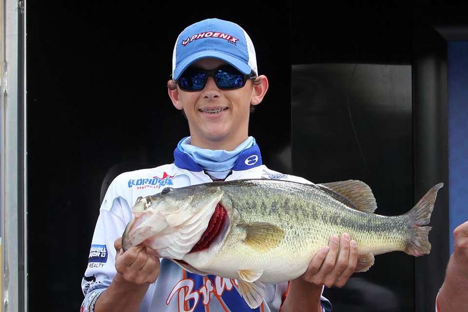 That's a 10 pound, 11 ounce bass, caught by Chase Carter from Georgia's North West High School. That's the biggest fish ever weighed in during a Bassmaster High School tournament! His team finished in ninth place. 