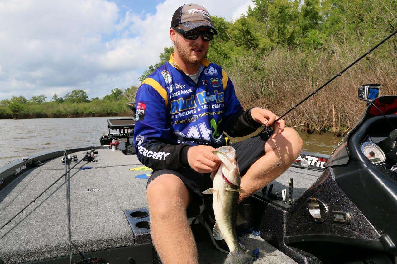 Bradley Roy with a nice upgrade to a 3-2 pound big bass. He still has three small ones he's looking to improve on.