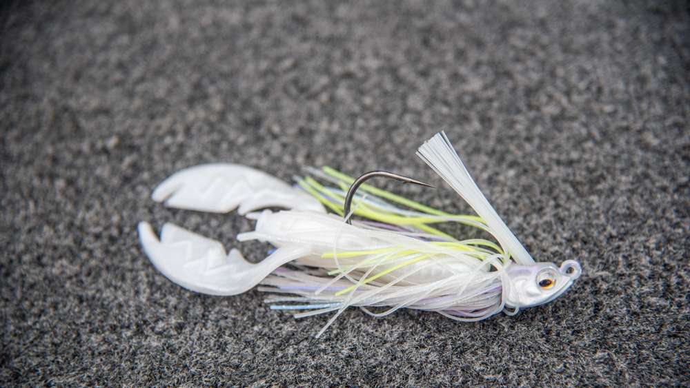 The shad spawn was a key to his finish. He chose this 1/2-ounce 6th Sense Divine Swim Jig, Table Rock Shad, with a 3-inch NetBait Paca Craw, Pearl finish. 
