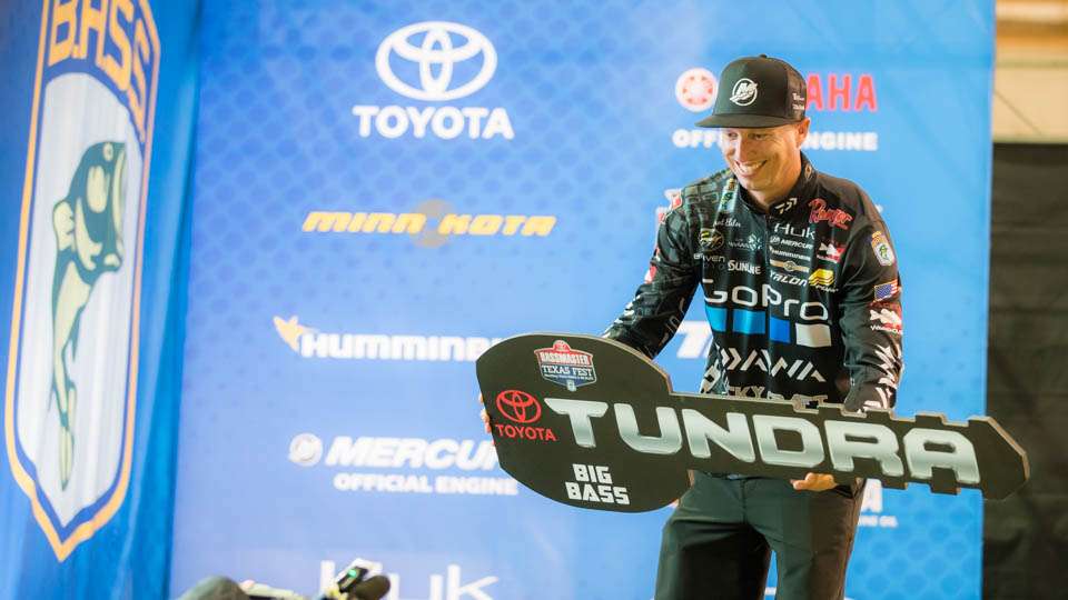 Ehrler caught the Toyota Big Bass on Day 1, a 9-1, to win the accompanying prize of a Toyota Tundra.