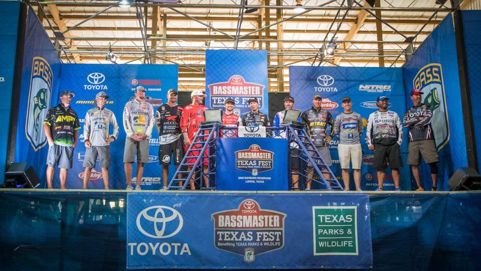 The 2017 Toyota Bassmaster Texas Fest benefiting the Texas Parks and Wildlife Department Top 12!