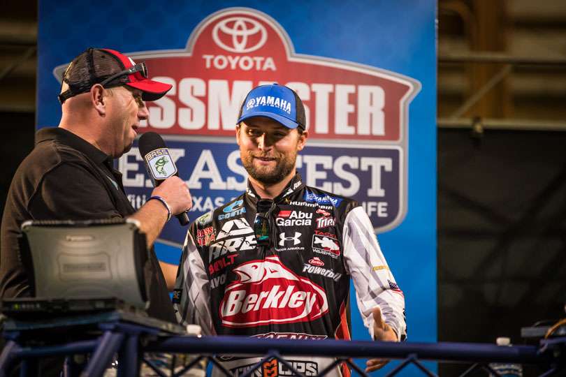 Justin Lucas started Day 1 in 41st place with 16-11. He didn't bring in a fish to weigh. Anglers could only bring in one fish if it was more than 21 inches long.