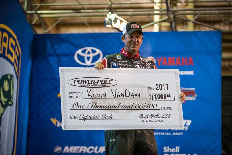 VanDam received a $1,000 Captain's Cash bonus from Power Pole.