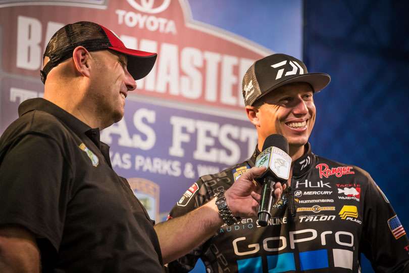 Ehrler is no stranger to big fish. He landed the biggest at this years' Classic, 9-12, and he won a Toyota Texas Bass Classic in 2015 on Lake Fork with a 10-12.