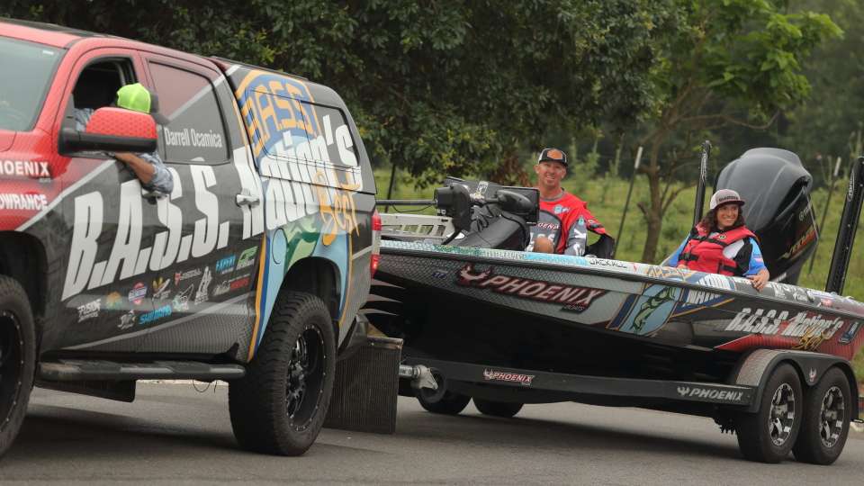 The 2017 Bassmaster High School All-American team participated in a special Bassmaster High School All-American Bass Tournament held in conjunction with the 2017 Toyota Bassmaster Texas Fest benefiting the Texas Parks and Wildlife Department event out of Lufkin, Texas. Each All-American angler will be paired with an Elite Series pro for the one-day derby to be held on a nearby fishery.  Here Bassmaster Elite Series pro Darrell Ocamica and All-American Tyler Lubbat prepare to launch on Lake Naconiche.