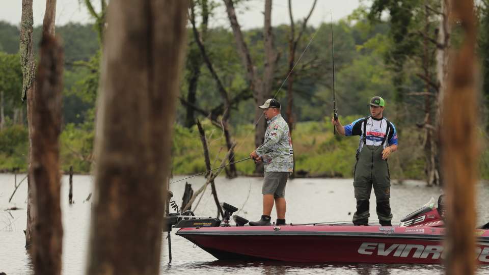 Bassmaster Elite Series pro Koby Kreiger and High School All-American Cade Fortenberry work for a bite.
