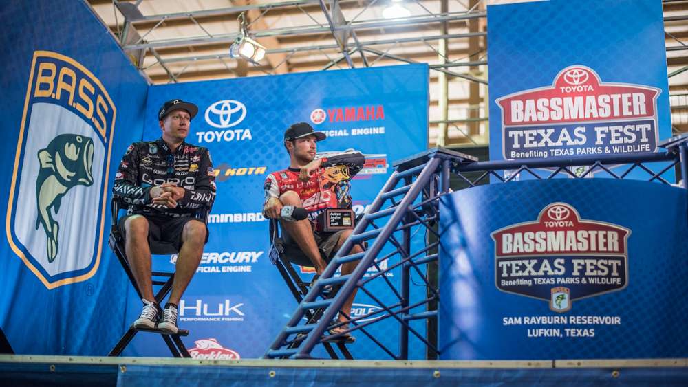 In the hot seat were the two anglers sitting in 1st and 2nd place, Brandon Palaniuk and Brent Ehrler. 