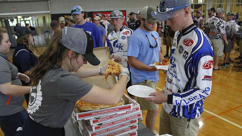 Anglers also were fed before the meeting as they grabbed some pizza.