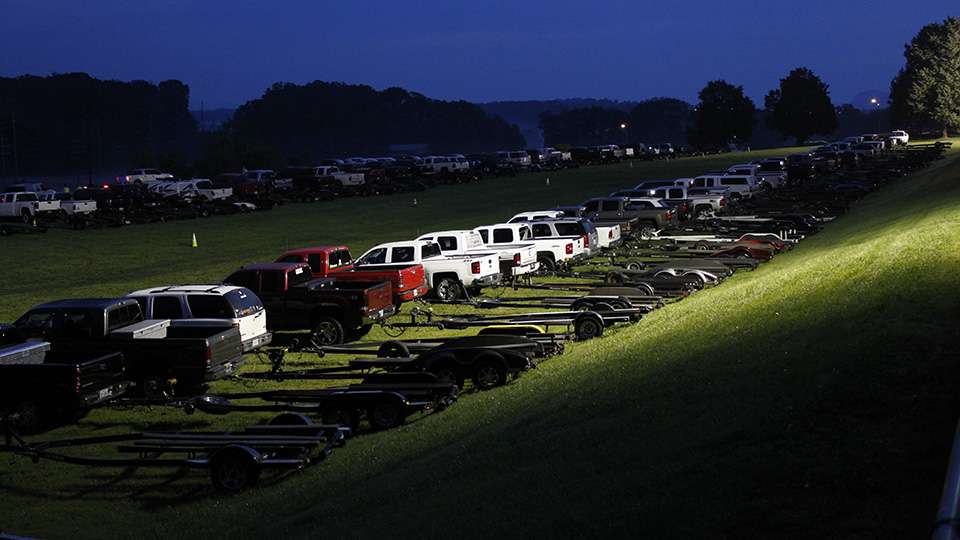 The B.A.S.S. tournament officials had a plan in place to park 160 trucks and boats.