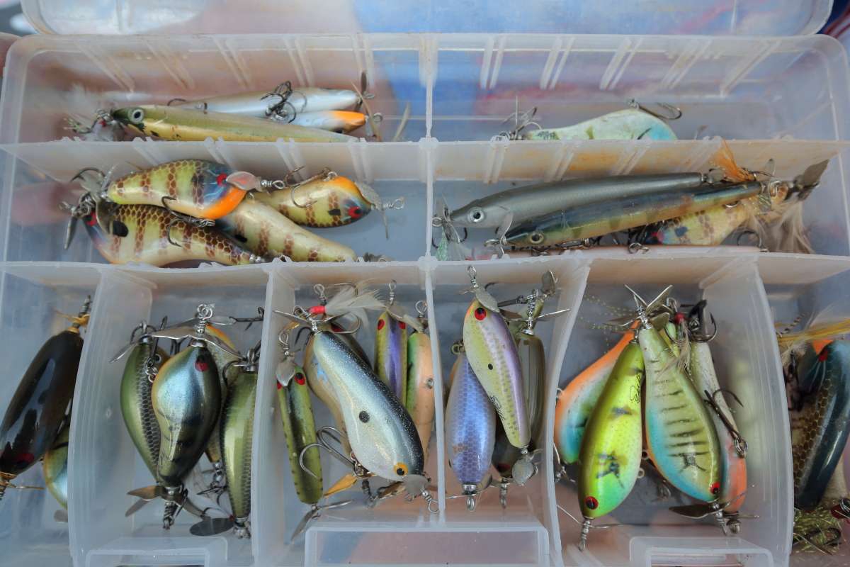 For someone who enjoys fishing topwater baits, this box filled with prop baits is a must.