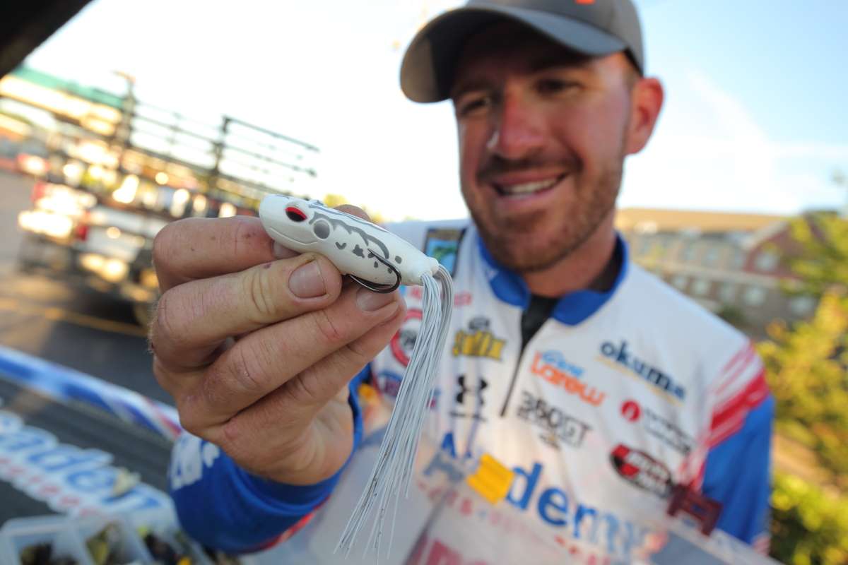 The white Terminator Popping Frog is one of Wheeler's personal favorites. He said he prefers a harder frog for practice when he's not as concerned about getting a hook in the fish and a softer frog for tournaments.