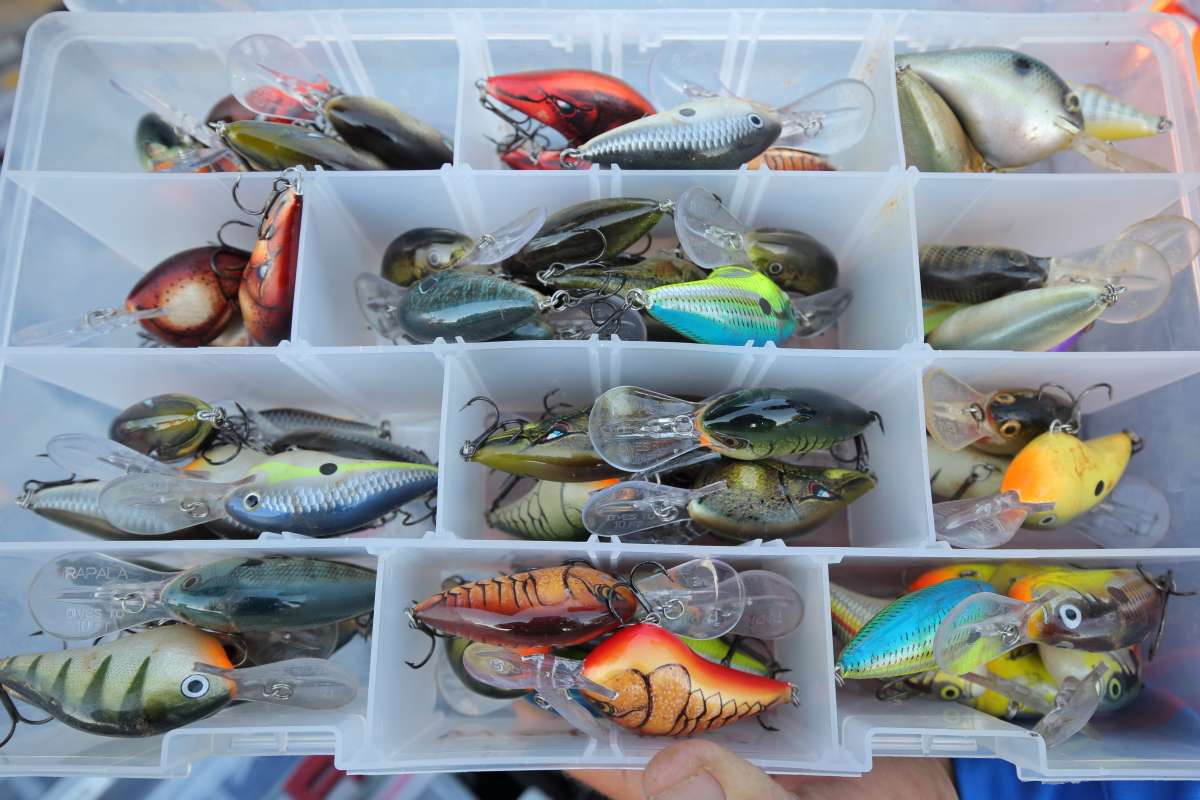 Then when it's time for cranking, he has at least one of everything Rapala has to offer.