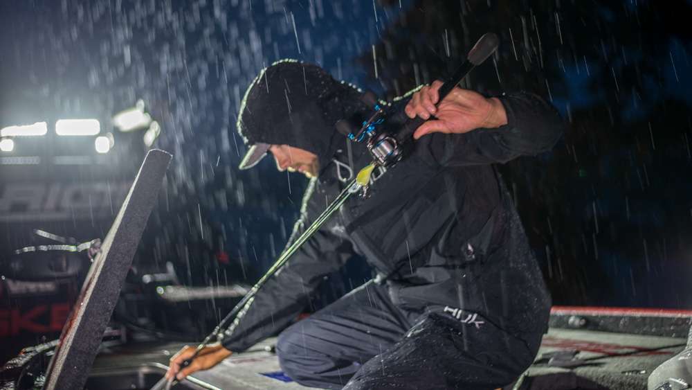 <b>Brandon Palaniuk</b><br>
Championship Monday began with a monsoon. Brandon Palaniuk was ready. He continued a strong season with a 12th-place finish at Lake Dardanelle. To move into third place in Toyota Bassmaster Angler of the Year he used these lures.
