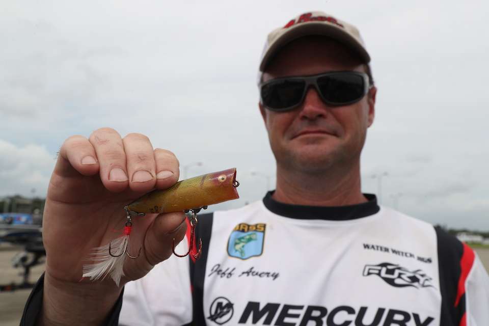 <b>Jeff Avery</b><br>
Old school sentiment describes this classic lure. Itâs a Heddon Chugger Spook, the old style, used by Jeff Avery to finish fourth.  âMy grandfather passed away about six years ago and it came to mind before the tournament.â
