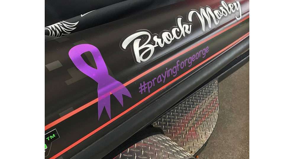 Some anglers were selfless, like Brock Mosley, who added a message on his boat. âPut this on my boat last night for the hometown bass club President George Little as he starts his fight against cancer! As the second half of the season kicks off heâs in our thoughts and prayers!â