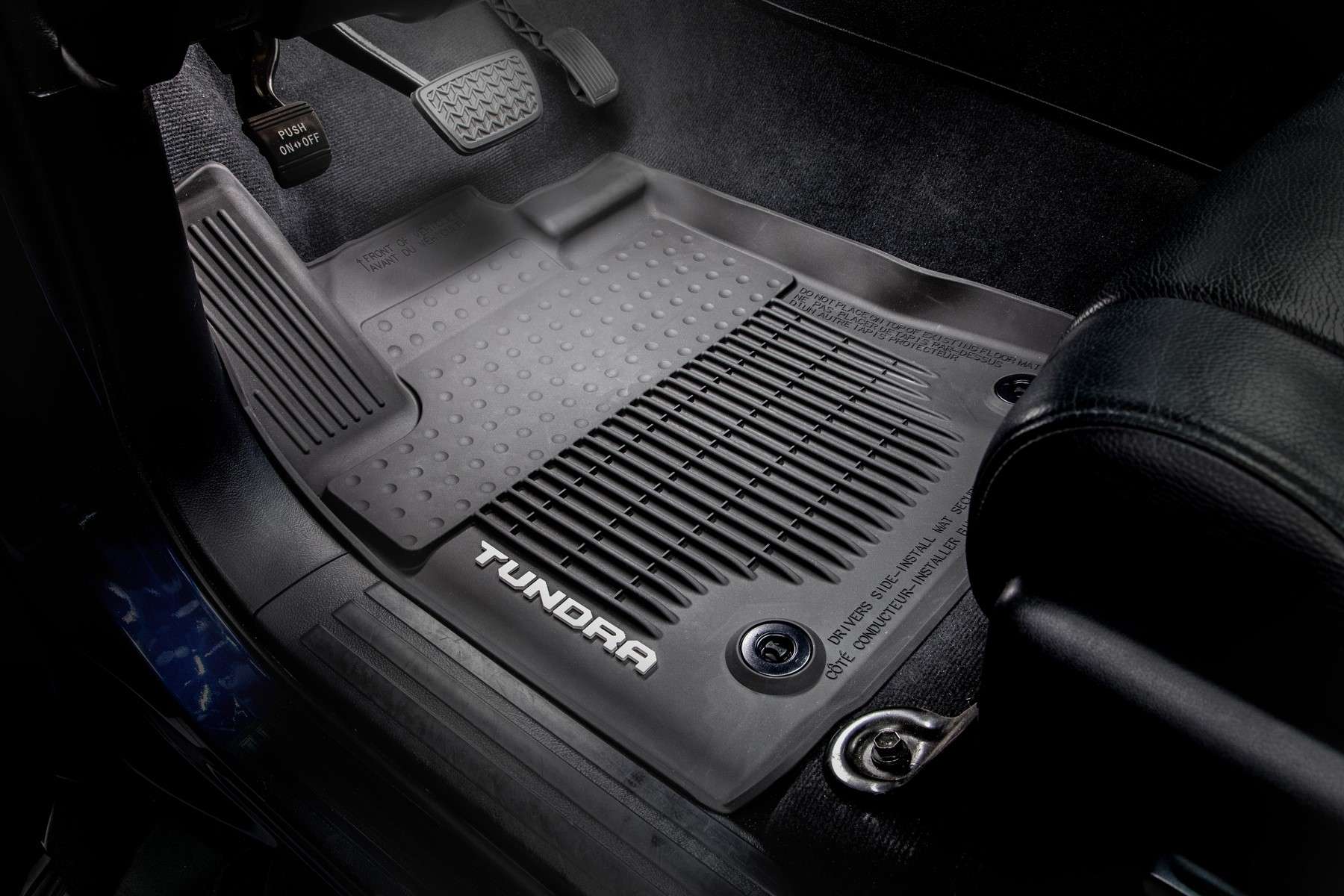 Your Tundra has never been afraid of a little dirt. And now you can really go all out while still keeping the interior like new. Contain the mess with the Genuine Toyota All-Weather Floor Liners; theyâre precisely engineered to fit your footwell so your carpet stays protected, no matter whatâs on your boots.