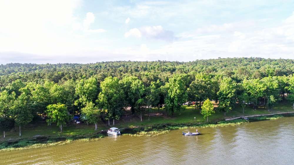 A look from the air as the Elites compete at the GoPro Bassmaster Elite at Dardanelle presented by Econo Lodge.
