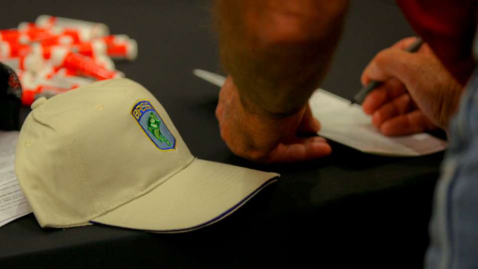 Don't forget to grab your B.A.S.S. hat after finishing paperwork...
