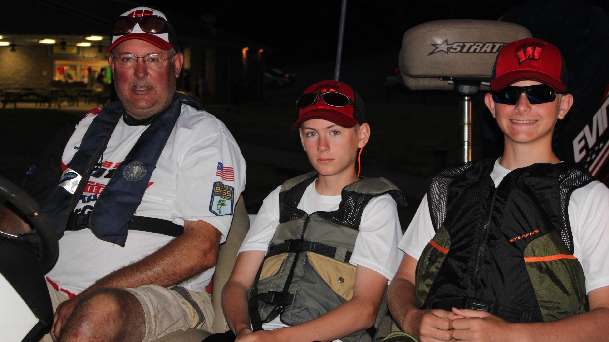 Team Wisconsin is ready to fish. That's Dylan Haney in the middle and Austin Haney at right in the pre-dawn sunglasses.