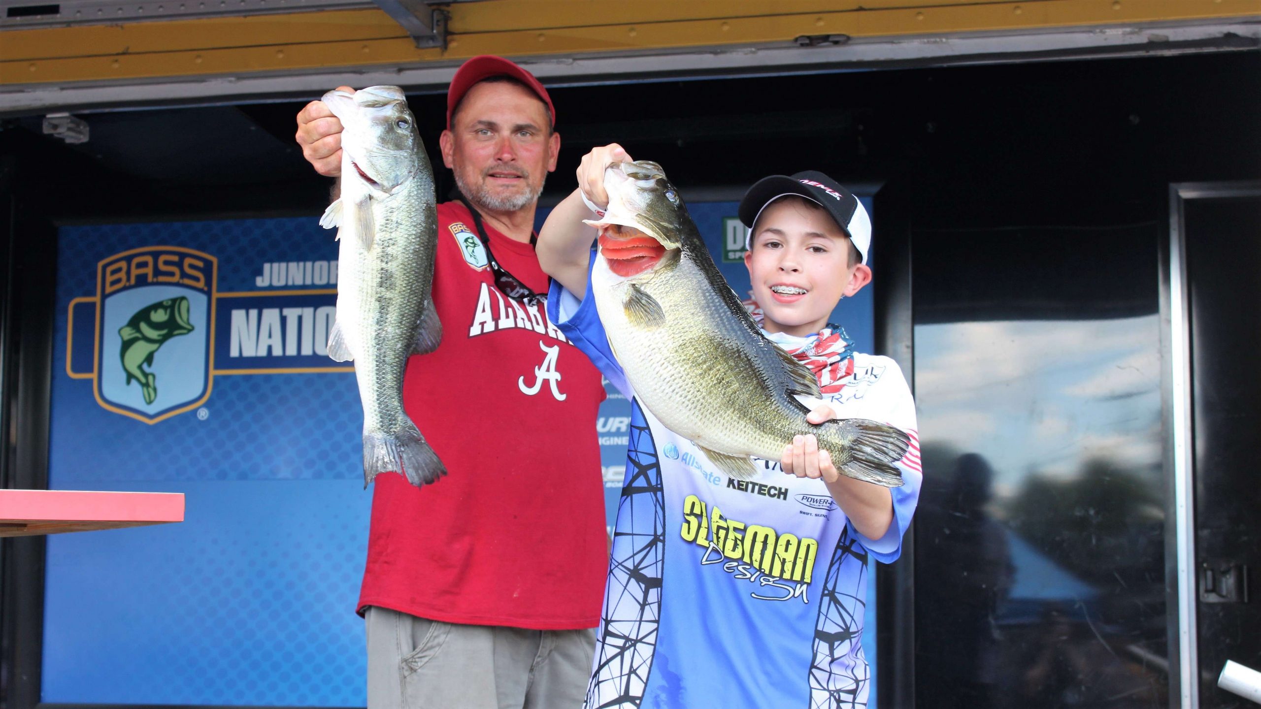  Then Golubjatnikov stepped to the scales and weighed the big bass of the day â and a biggunâ it was. The 8-2 bass anchored a five-bass limit that weighed 15-13 and put him in the lead on Day 1. His dad Ken is boat captain/coach and heâs holding a 4-pound plus bass that Rein also caught on Tuesday. Golubjatnikov is fishing solo this week; the only angler in the field to do so.
