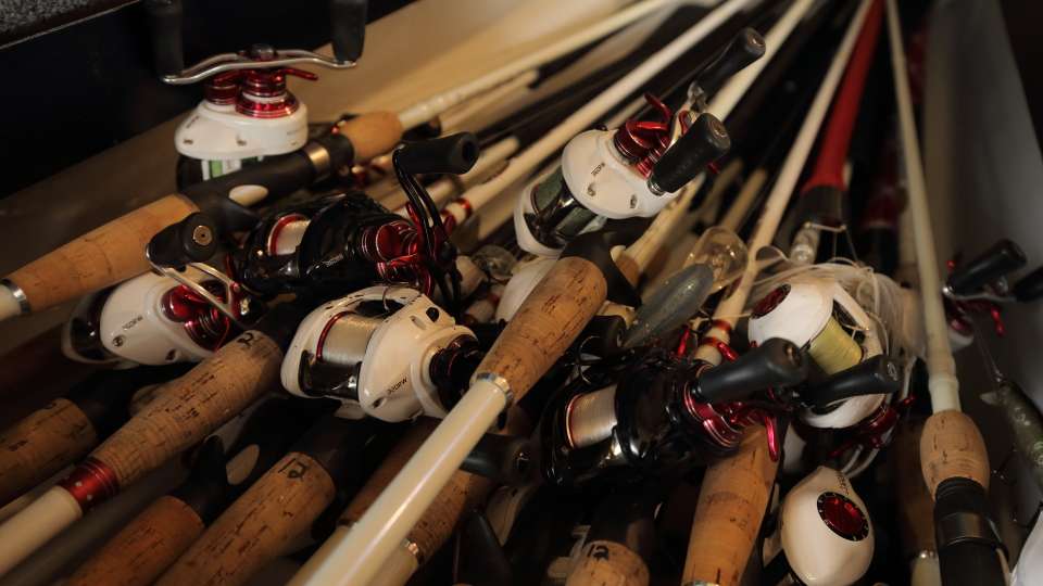 The left rod locker holds as many rods as Jordon can fit into it. 