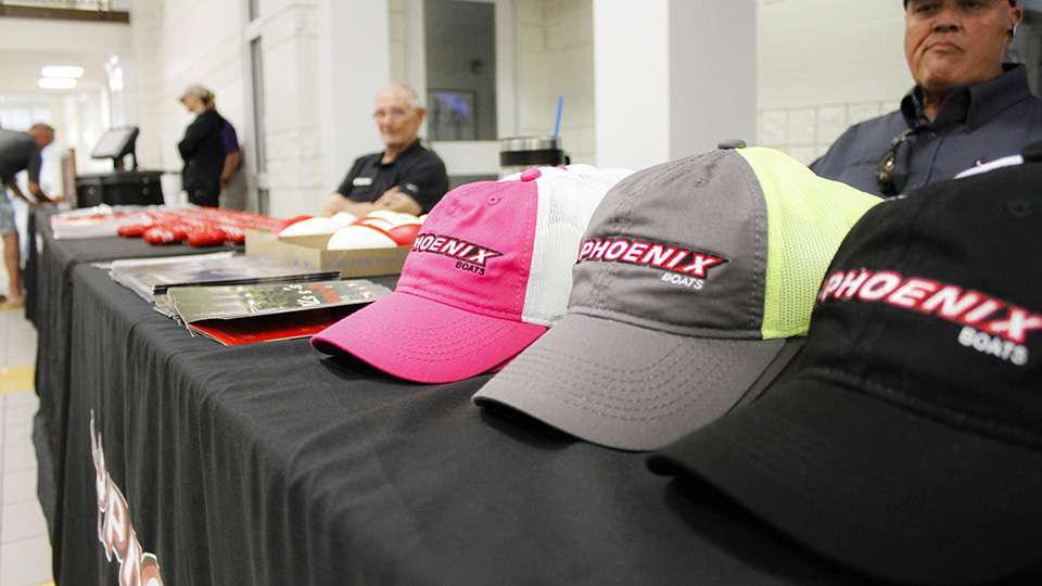 Phoenix brought a shipment of hats for anglers and had multiple colors.