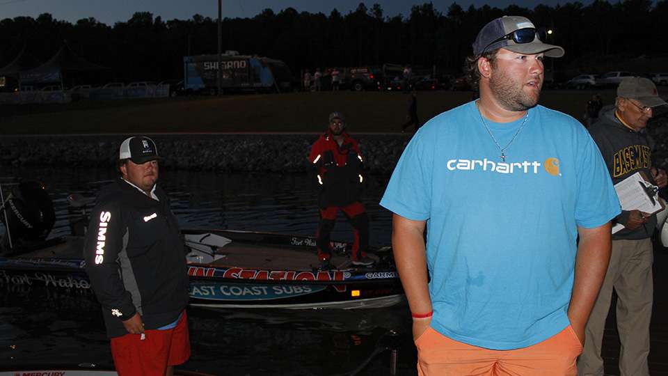 Johnny Ledet (right) and Ty Cox (left) hang out on the dock.