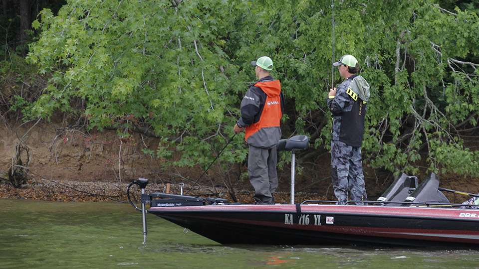 The Kansas duo of Zach Vielhauer and Remington Wagner were tucked into a calm pocket fishing shallow.