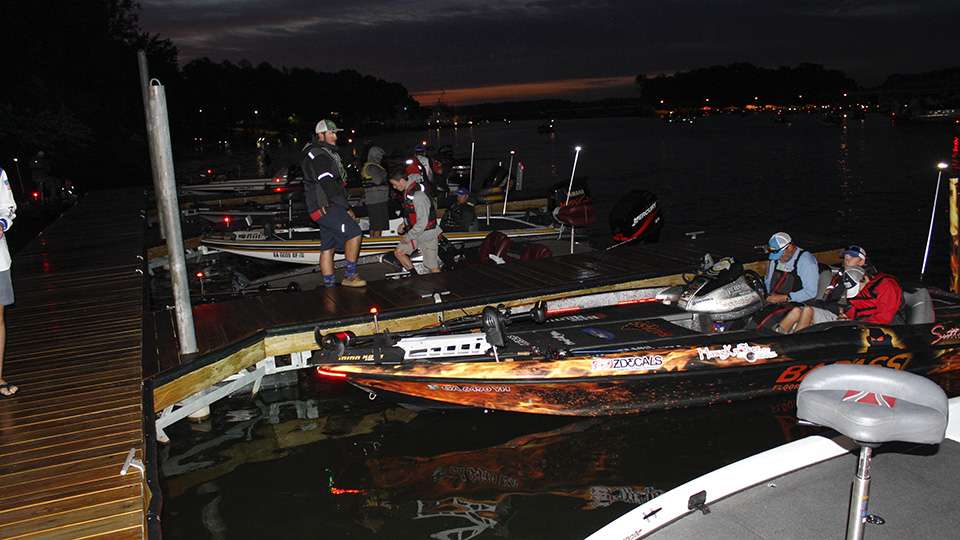 Boats docked up and snagged the spots before it got crowded at the launch.