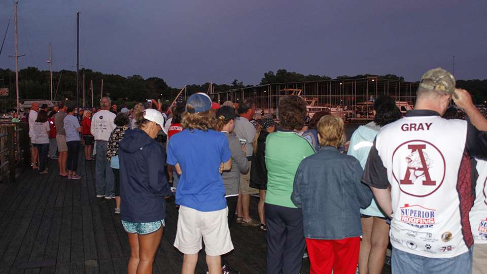 Families gathered on the takeoff dock to cheer on their anglers.