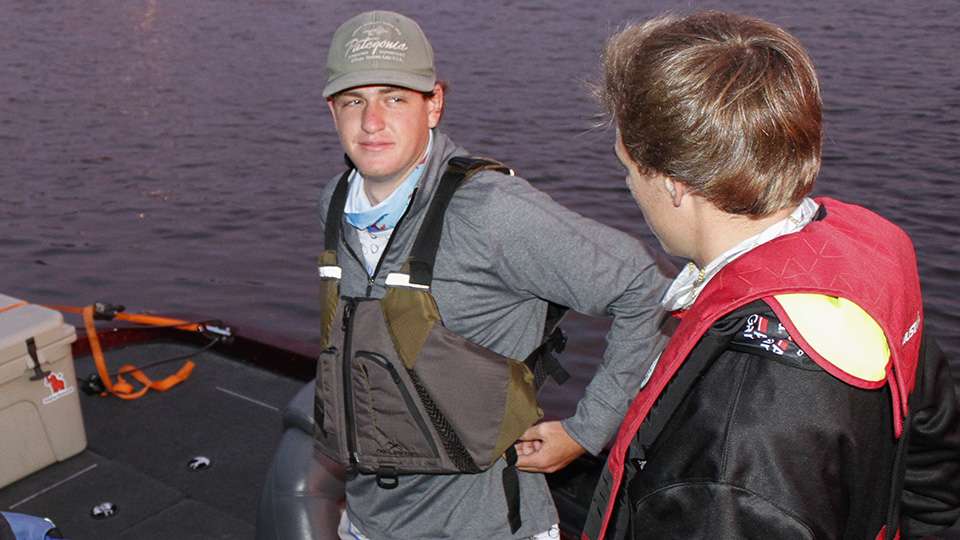 Lucas Lindsay and Logan Parks were one of the first boats to leave the dock.