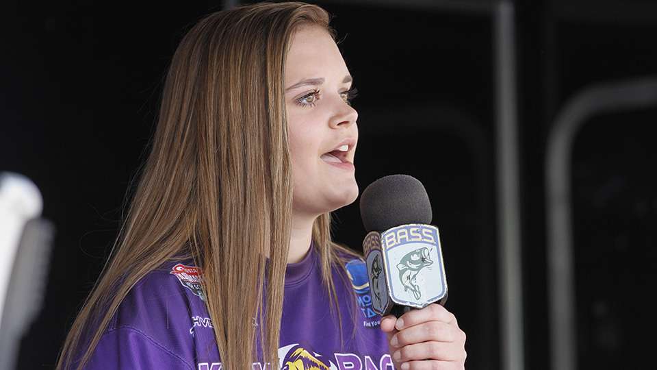 Kansas angler Zach Vielhauer's sister took the stage for the anthem.