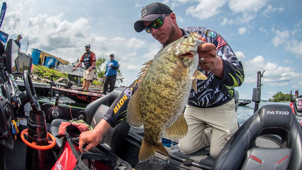 Lamenting about catching just a 20-pound limit of smallmouth. You needed a couple more pounds in the bag on a daily basis to fish this particular Championship Sunday. 
<p>
<em>All captions: Craig Lamb</em>
