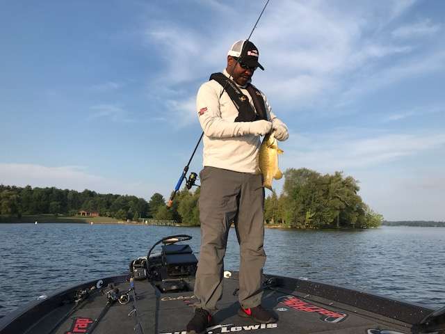 Mark Daniels Jr. boats his first fish of the day.