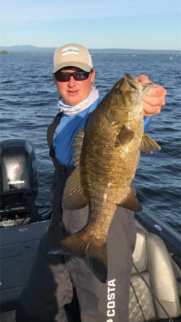 Dustin Connell with his 3rd keeper of the morning. A healthy 4-pound smallie.