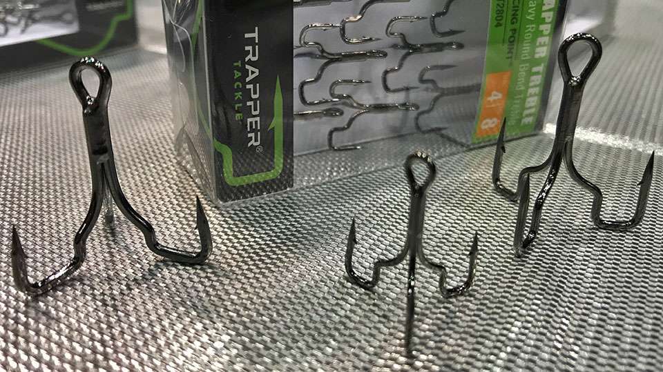 Trapper Tackle expanded its line of square-bottom hooks, and introduced these wicked looking treble hooks to the world. Wonder how these will go over with voters?